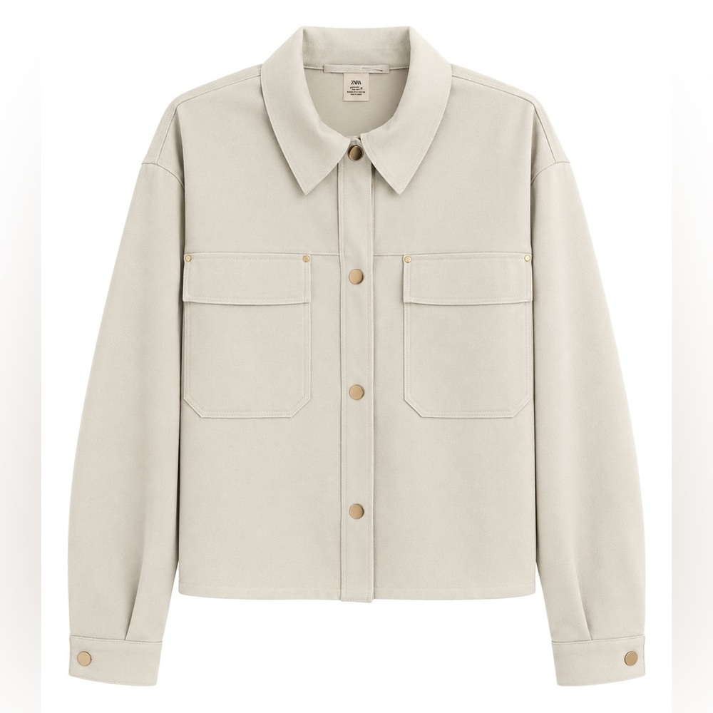 Philosophy Cream Utility Overshirt with Chest Flap Pockets